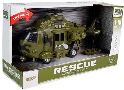 Іграшка LEAN Toys Військовий рятувальний вертоліт з гаком а також зі світлом і звуками 1:16 7386 (5908275998990)
