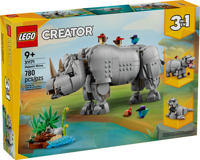 Zestaw klocków LEGO Creator Dzikie zwierzęta: dumny nosorożec z ptakami 780 elementów (31171)