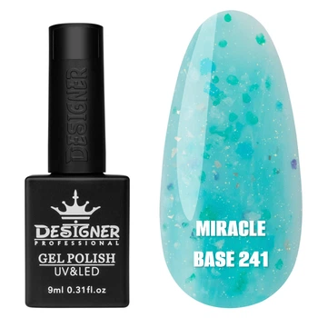 База для ногтей Дизайнер Miracle base №241 с хлопьями Юки, 9 мл