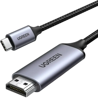 Кабель USB Type-C to HDMI 4K Ugreen MM142 1м Перехідник Ultra HD (4K@60Hz; 1080P@144Hz) Aluminium Black (25155)