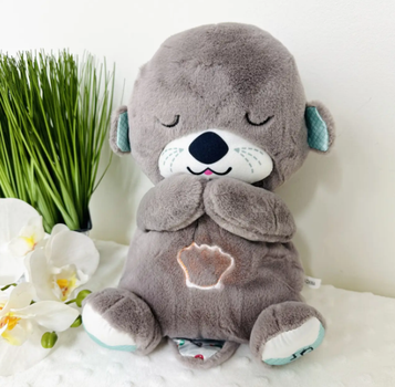 Плюшевая игрушка ночник Soothe Snuggle Otter с музыкой подсветкой и функцией ритмичного дыхания для новорожденных малышей 27 см для крепкого сна и спокойного развития ребенка из мягкого текстиля которая помогает успокоить малыша 0 плюс