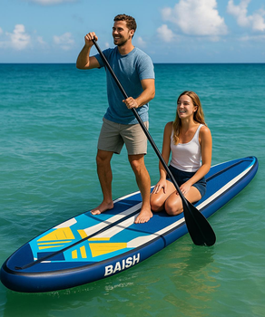 Надувна SUP дошка Baish Blue Ocean 420 x 58 x 12, Pabble Board до 200 кг, САП борд, дошка для греблі стоячи (повний комплект) 14"