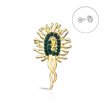 Значок (пин) BROCHE брошь бижутерия Медицина Бактерия золотистый BRGV114910