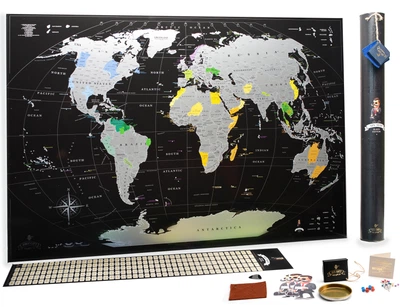 Скретч-карта мира «My map, black silver edition»