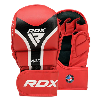 Перчатки для ММА RDX Grappling Gloves Shooter Aura Plus T-17 Red\Black (GSR-T17RB-L+)