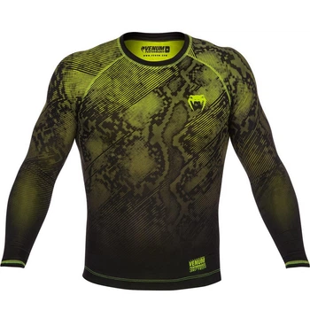 Компрессионная футболка Venum Fusion Compression T-shirt Black Yellow Long Sleeves (HK-VENUM-2079-M)