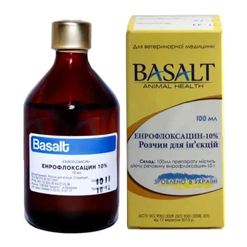 Энрофлоксацин 10% раствор для инъекций Basalt, 100 мл
