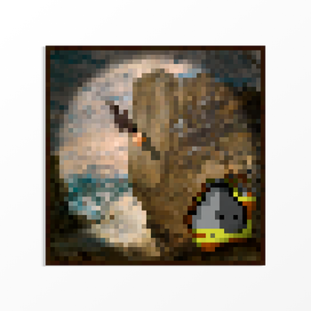 Картина на полотні піксельна Cavebird (Печерний птах) з гри Майнкрафт 70x70 см