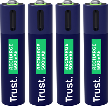 Акумулятор Trust USB Type-C AAA, 1.5V 500mAh, Li-Ion, 4 шт (TR25671)