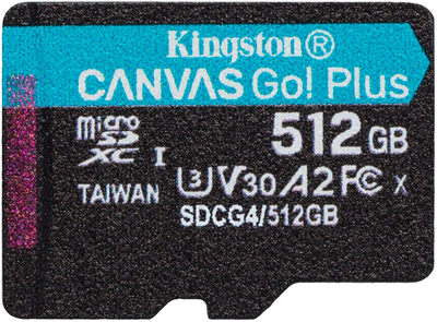 Карта пам`ятi Kingston microSDXC 512GB Canvas Go! Plus G4 Class 10 UHS-I U3 V30 A2 (SDCG4/512GBSP)