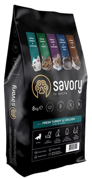 Сухий корм для кошенят Savory з куркою і індичкою 8 кг (4820232630150)