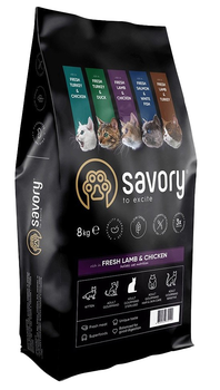 Сухий корм для дорослих котів стерилізованих Savory з ягням і куркою 8 кг (4820232630129)