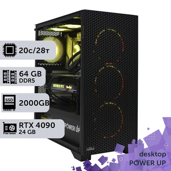 Робоча станція PowerUp Desktop #375 Core i7 14700K / 64 GB / SSD 2TB / GeForce RTX 4090 24GB спеціалізована обчислювальна графічна система для архітекторів та інженерів