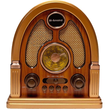 Портативне радіо у вінтажному ретро стилі AM/FM/SW, з акумулятором, Bluetooth, USB-зарядкою M-Amazup RD-X7 Light Brown