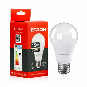 Світлодіодна LED лампа ETRON 15W A65 3000K E27 тепле світло