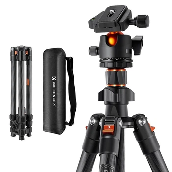 Легкий штатив из углеродного волокна K&F Concept K254C2+BH-36L для фотоаппаратов, камер, высота 1,6м, грузоподъемность 8кг (KF09.123)