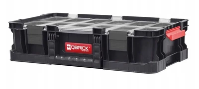 Модульный органайзер для небольших аксессуаров Qbrick System TWO Flex Plus Ящик для инструментов для домашней мастерской и гаража Органайзер с 5 регулируемыми отделениями Черно-красный