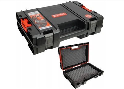 Ящик для инструментов водонепроницаемый и пыленепроницаемый Qbrick System PRO Toolcase Protective Foam для домашней мастерской и гаража Органайзер с защитной губкой Черно-красный