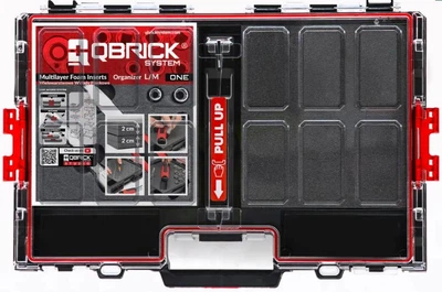 Органайзер для інструментів Qbrick System ONE Organizer L 2.0 MFI Бокс для домашньої майстерні та гаражу з поролоновим наповненням Чорно-червоний