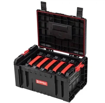 Набір ящик для інструментів та 5 органайзерів Qbrick System PRO Toolbox + 5 x PRO Organizer для домашньої майстерні та гаражу Чорно-червоний