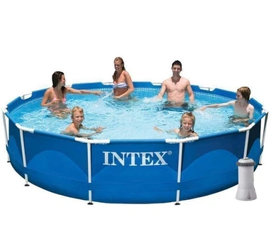 Круглый каркасный бассейн Intex 28212 с чашей из ПВХ фильтр насосом 2006 л/ч 366х76 см Синий (127-9-28212 #2024)