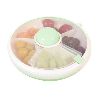Ланч-бокс RIAS Snack Spinner на 5 отделений 18 см White-Green (3_06828)