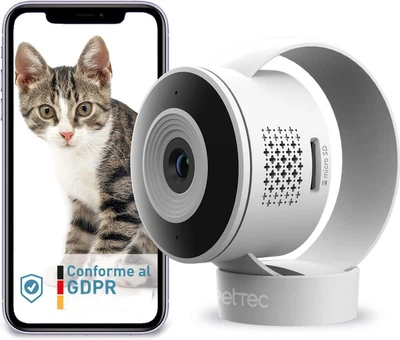 Камера для кошек и собак дома PetTec Cam Lite Pet Camera с функцией обнаружения движения и ночного видения с приложением без подписки