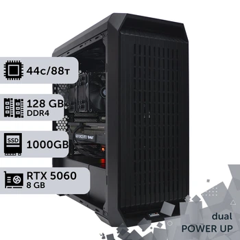 Двухпроцессорная рабочая станция PowerUp #562 Xeon E5 2699 v4 x2/128 GB/SSD 1TB/GeForce RTX 5060 8GB для 3D моделирования видеомонтажа рендеринга для инженеров и архитекторов