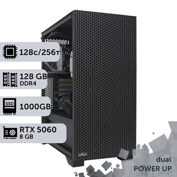 Двухпроцессорная рабочая станция PowerUp #564 AMD EPYC 7702 x2/256 GB/SSD 1TB/GeForce RTX 5060 8GB для 3D моделирования видеомонтажа рендеринга для инженеров и архитекторов