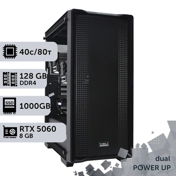 Двухпроцессорная рабочая станция PowerUp #561 Xeon E5 2673 v4 x2/128 GB/HDD 4 TB/SSD 1TB/GeForce RTX 5060 8GB для 3D моделирования видеомонтажа рендеринга для инженеров и архитекторов