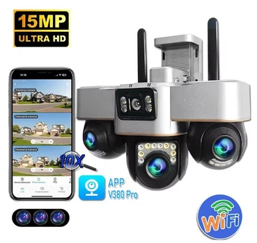 Уличная WiFi IP камера SC30w 15Мп черная 3 независимых объектива поворотные, зум 10-х