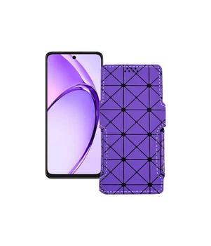 Чохол-книжка з екошкіри для телефону OPPO A3 4G Фіолетовий ромб