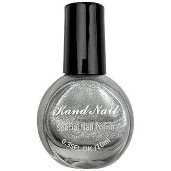 Лак - краска для стемпинга с кисточкой Kand Nail, 10 мл. Серебряный