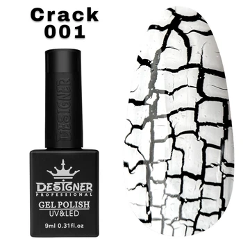 Трескающийся гель-лак для ногтей Дизайнер Crack Effect №001 белый 9 мл (кракелюр)