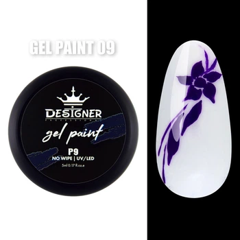 Гель-краска Gel Paint (Фиолетовый 09) Дизайнер no wipe, 5 мл для росписи ногтей