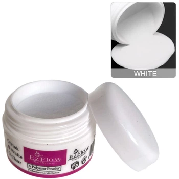Акриловая пудра белая EzFlow, (15 г) Acrylic powder White для наращивания и укрепления ногтей