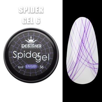 Паутинка Spider Gel (Фиолетовый S6) Дизайнер 8 мл для дизайна и декора ногтей