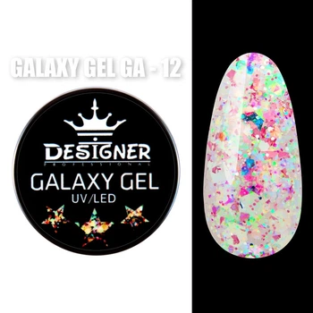Глитерный гель Galaxy Gel (GA-12) Дизайнер 10 мл с блестками для декора ногтей