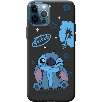 Силиконовый Черный Чехол с Картинкой для IPhone 12 Pro Принт (Стич, Stitch) (41086-ysb012)