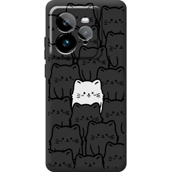Силіконовий Чорний Чохол з Картинкою для Realme GT 7T Принт (Котики) (65747-ysb013)