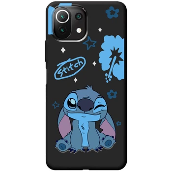 Силиконовый Черный Чехол с Картинкой для Xiaomi 11 Lite 5G NE Принт (Стич, Stitch) (43700-ysb012)