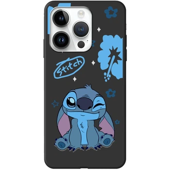 Силиконовый Черный Чехол с Картинкой для IPhone 15 Pro Принт (Стич, Stitch) (49168-ysb012)