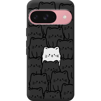 Силиконовый Черный Чехол с Картинкой для Google Pixel 9 Принт (Кошки) (59485-ysb013)