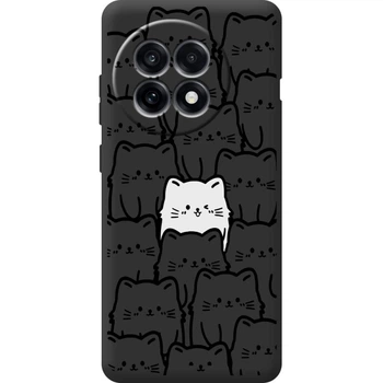 Силиконовый Черный Чехол с Картинкой для OnePlus Ace 5 Принт (Кошки) (70763-ysb013)