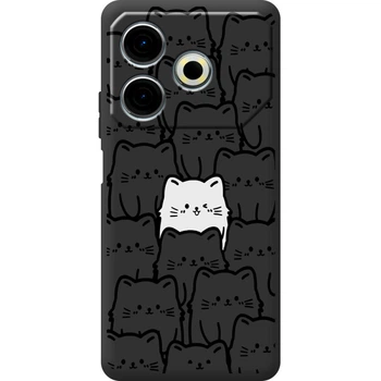 Силіконовий Чорний Чохол з Картинкою для Tecno Pova 6 Neo Принт (Котики) (61670-ysb013)