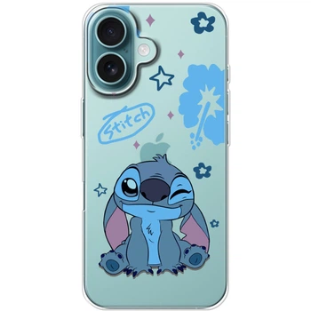 Силиконовый Прозрачный Чехол с Картинкой для IPhone 16 Принт (Стич, Stitch) (58615-ysp002)