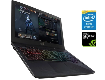 Игровой ноутбук Б-класс Asus ROG Strix GL503VM-BI7N13 / 15.6" (1920x1080) IPS / Intel Core i7-7700HQ (4 (8) ядра по 2.8 - 3.8 GHz) / 16 GB DDR4 / 240 GB SSD + 1000 GB HDD / nVidia GeForce GTX 1060, 3 GB GDDR5, 192-bit / WebCam б/у