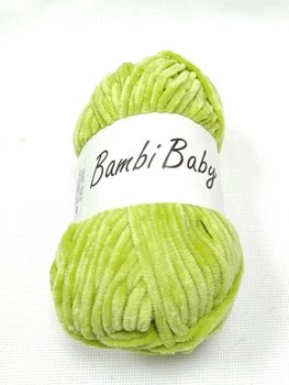 Плюшева пряжа Bambi Babi Колір салатний велюр 100 г/110 м