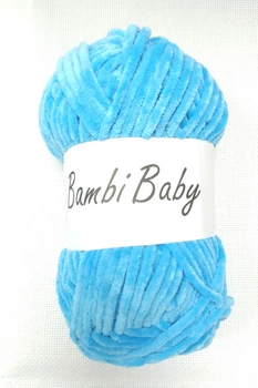 Плюшевая пряжа Bambi Babi 016 Ярко-голубой велюр 100 г/110 м