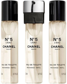 Zestaw wkładów wymiennych damskich Chanel No 5 L'Eau Woda toaletowa 3 x 20 ml (3145891055054)